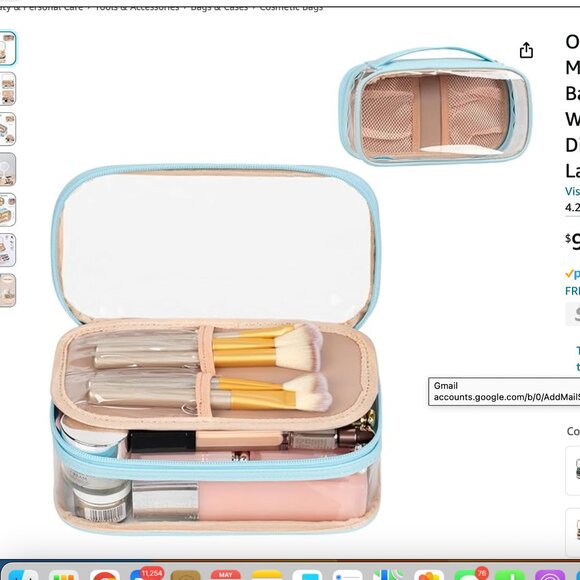 Clear Makeup Bag, Portable Makeup Storage Organizer Cosmetic Bag, Travel - Picture 3 of 9